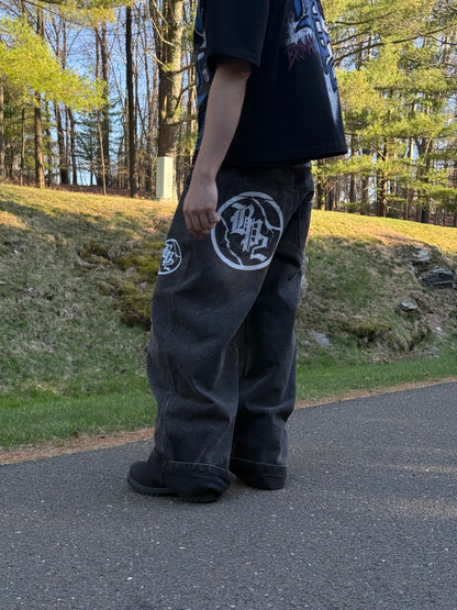 baggy denim jeans - faded black