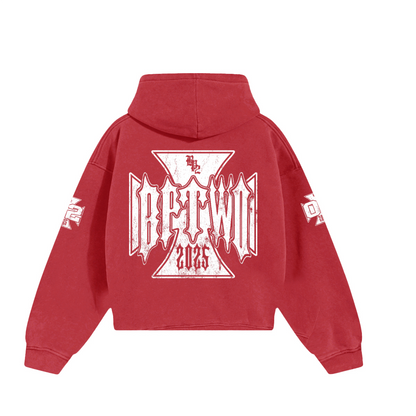 red maltese cross hoodie