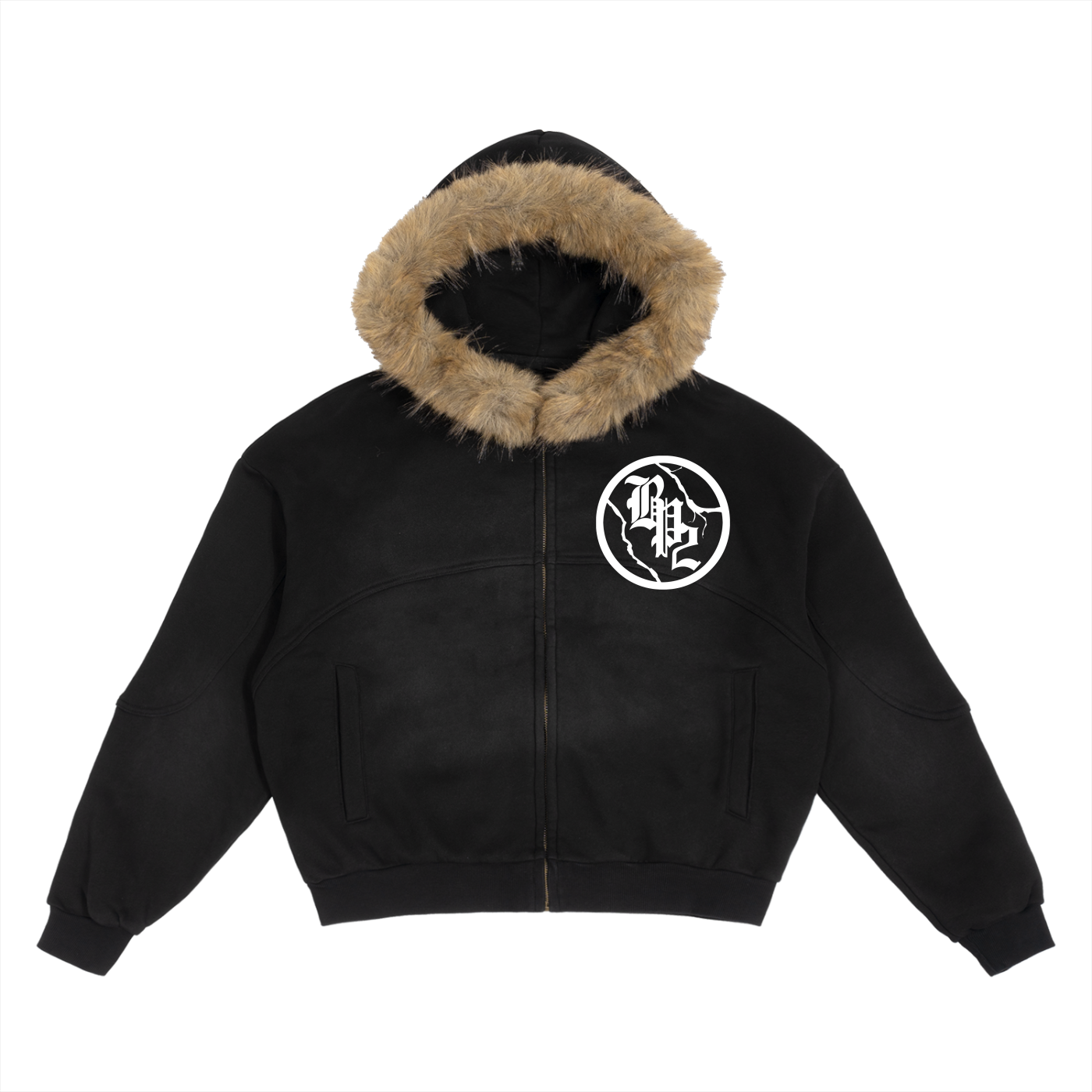 fur zip-up hoodie