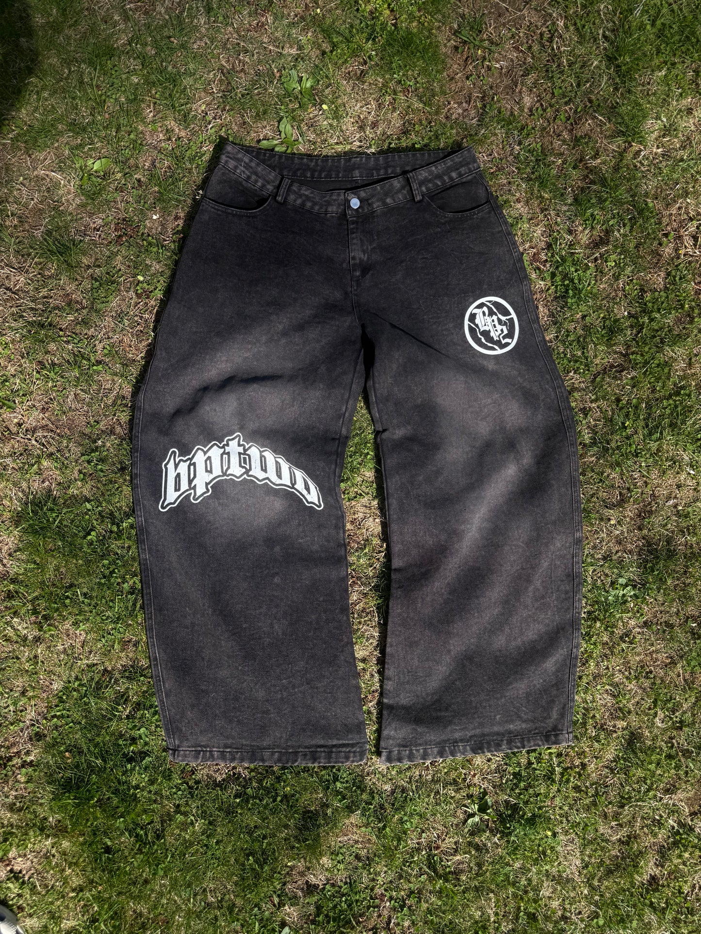 baggy denim jeans - faded black