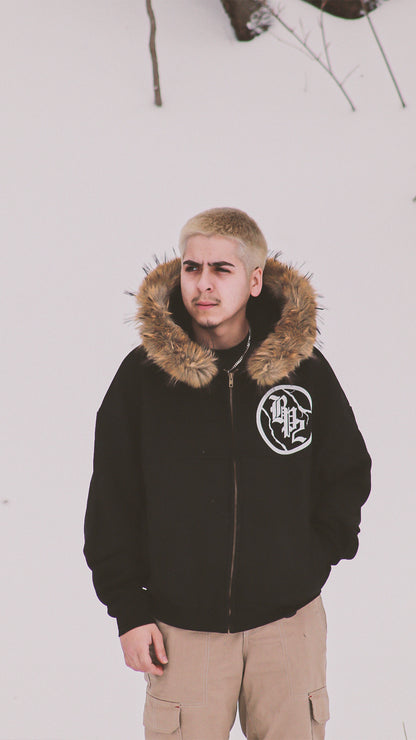 fur zip-up hoodie