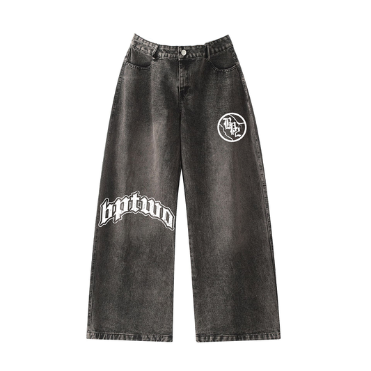 baggy denim jeans - faded black