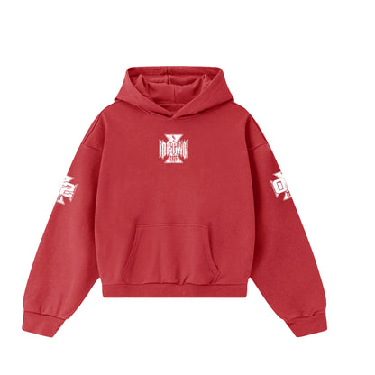 red maltese cross hoodie
